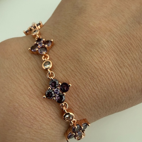 🆕 Luxury Rose Gold Plated Brass Four-leaf Clover Chain Link Bracelets - Picture 3 of 5